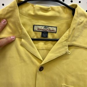 Tommy Bahama Yellow Silk Shirt, Mens Medium